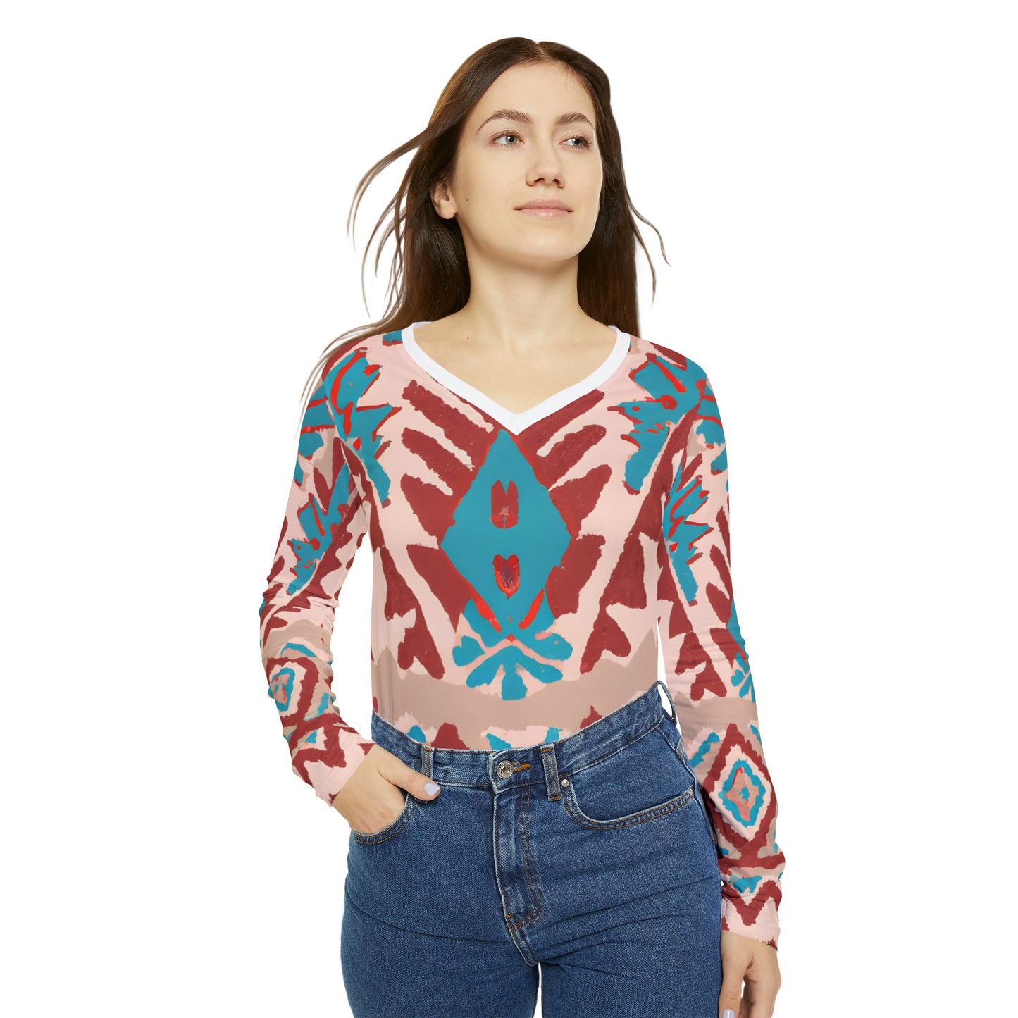 Nativa Donald - Women's Long-Sleeve V-neck Shirt